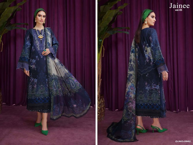 Agha Noor Jainee 5 Fancy Wear Luxury Lawn Karachi Cotton Printed Dress Collection